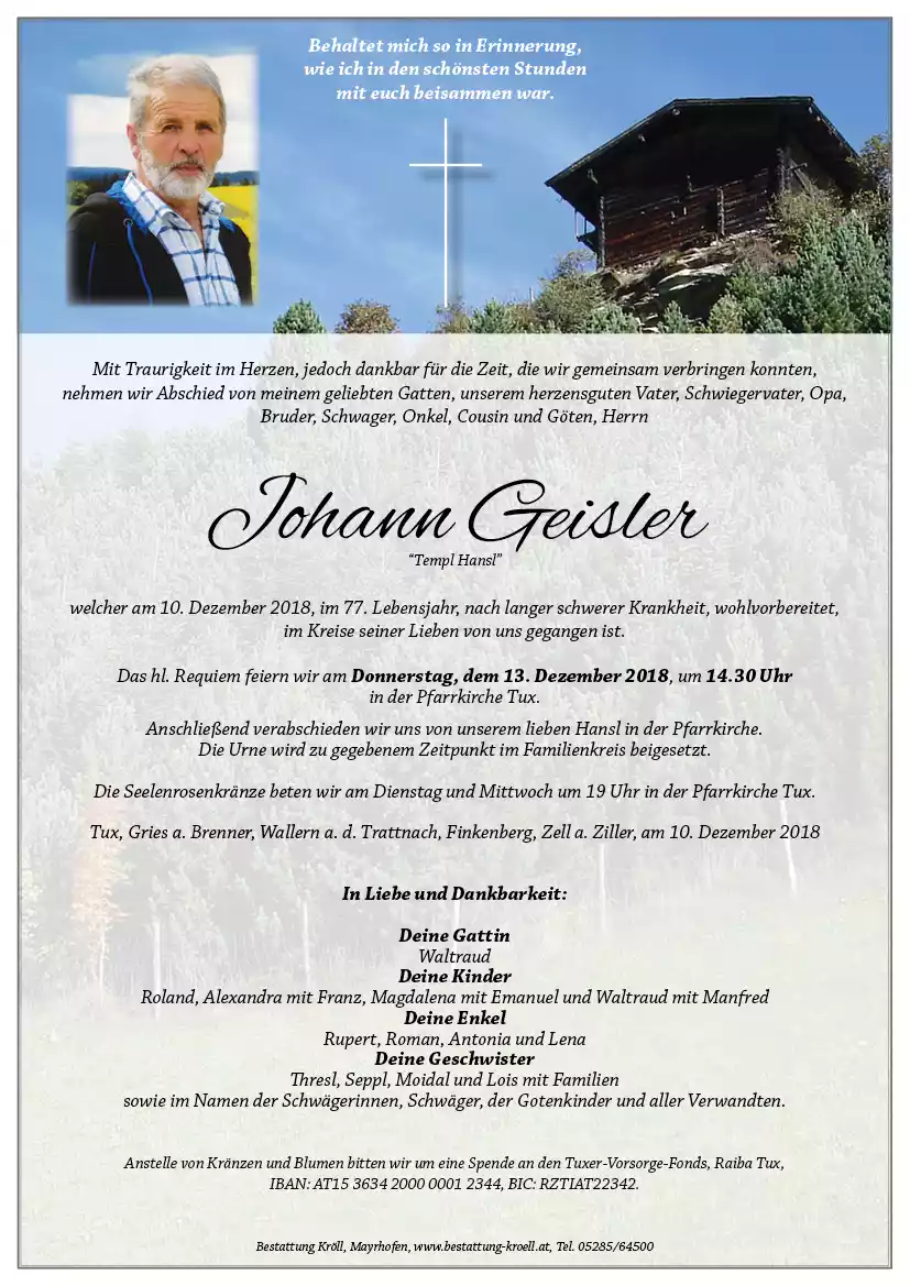 Parte von Johann Geisler